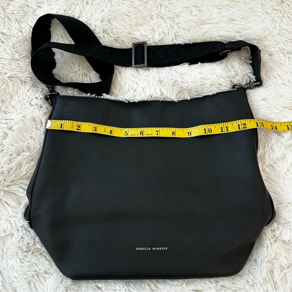Rebecca Minkoff Regan Black Pebbled Leather Bucket Crossbody Shoulder Bag